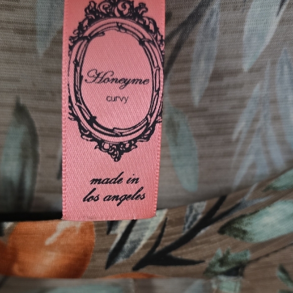 Honeyme Curvy Tan Floral Mini Dress, XXXL - Picture 2 of 11